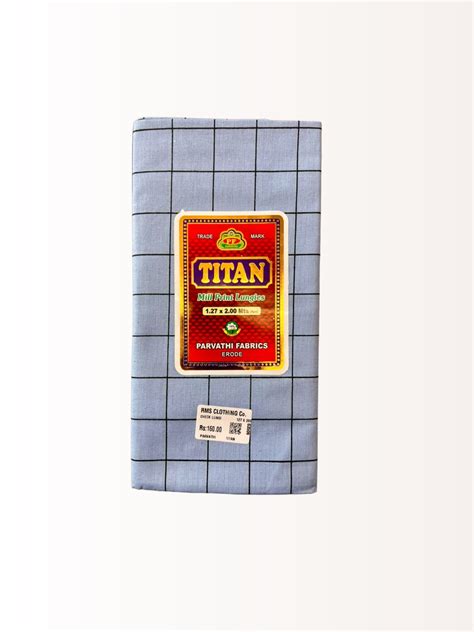 Titan Classic Cotton Windowpane Unstitched Colour Check Lungi for Men ...