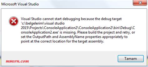 Visual Studio Cannot Start Debugging Because the Debug Target 的图像结果