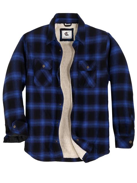 COEVALS CLUB Men's Sherpa Lined Flannel Long Sleeve Snap Shirts Quilted ...