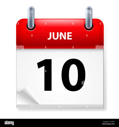 Tenth June in Calendar icon on white background Stock Photo - Alamy