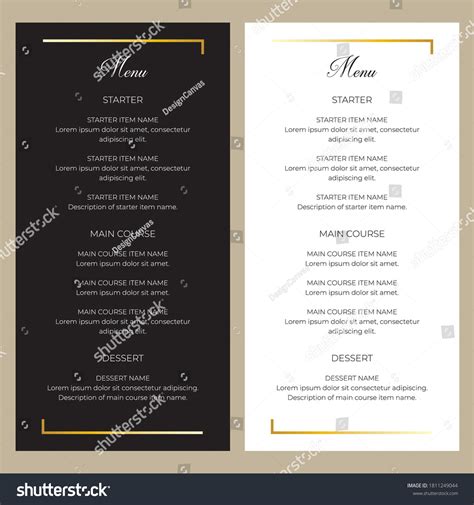 Fancy Restaurant Menu Borders