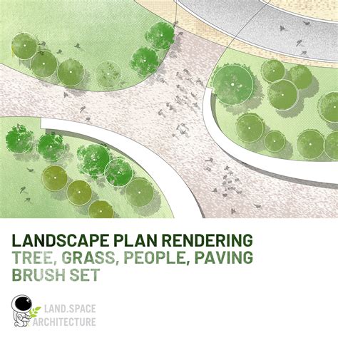 Landscape plan rendering and plan brushes set :: Behance