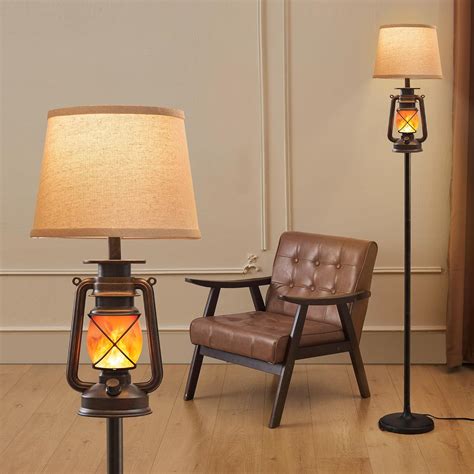 LEDIARY LED Flashing Flame Night Lantern Farmhouse Floor Lamp for ...