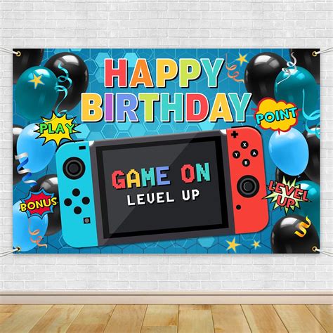 Buy Video Game Party Supplies Happy Birthday Gaming Banner Game on ...