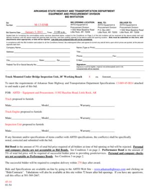 Fillable Online ARKANSAS STATE HIGHWAY AND TRANSPORTATION DEPARTMENT ...