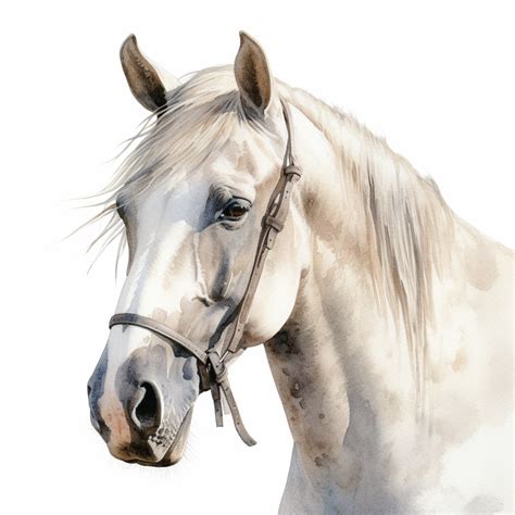 Watercolour cute lusitano horse, head only, beautiful details, ultra ...