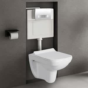 Bherunath Meta Wall Mounted Ceramic Commode with Concealed Flush Tank ...