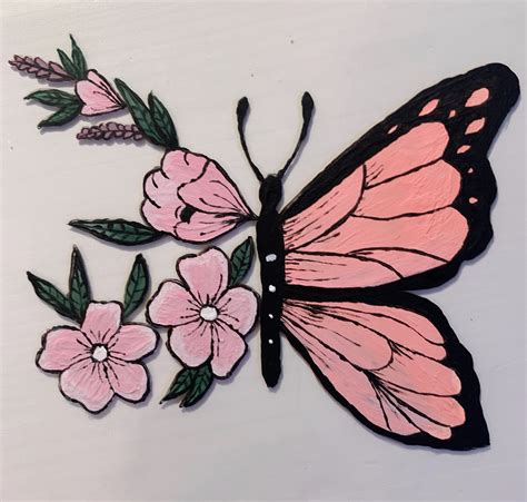 flower drawing with butterfly