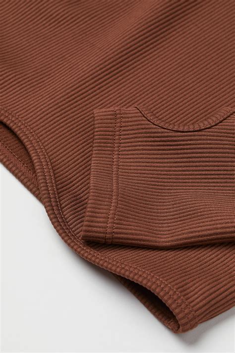 Long-sleeved cropped top - Brown - Ladies | H&M IN