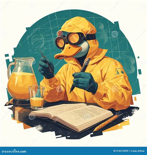 A Diligent Duck Scientist Cartoon Style Stock Vector - Illustration of ...
