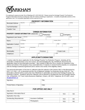 Fillable Online Heritage Property Tax Reduction Program Application ...