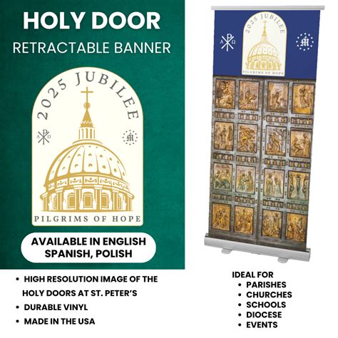 2025 Jubilee Holy Door Retractable Banner in Spanish – Catholic Imprint