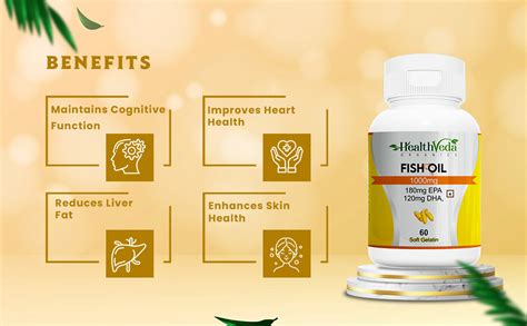 Health Veda Organics Fish Oil Capsules with Omega 3 (1000mg), EPA ...