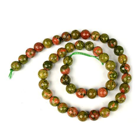 Reiki Crystal Products Natural Unakite Stone Loose Beads 8 mm Faceted ...