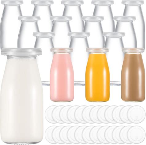 Amazon.com: Zubebe 12 Pack Glass Milk Bottles Clear Party Bottles with ...