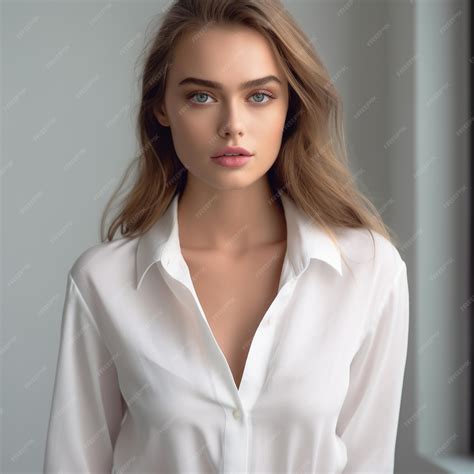 Premium Photo | A woman with a white shirt that says " she's a model