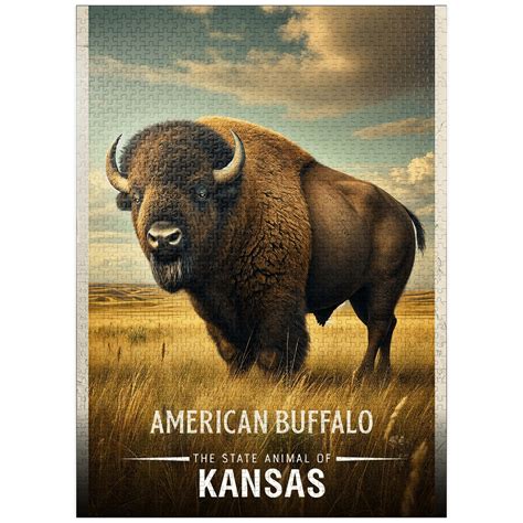 MyPuzzle - Kansas, American Buffalo: State Animals Series - Premium ...