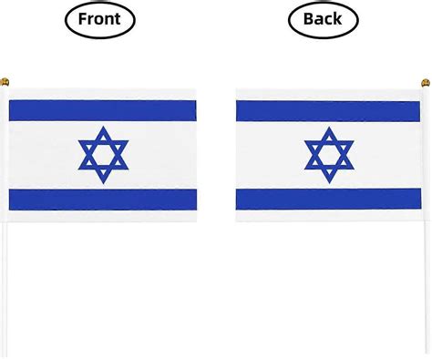 Israel Mini Flag, Bandera De Israeli Jewish Stick Flags, Hand Held Small Israel Flag With White ...