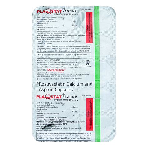 Plaqstat-Asp 10/75 Capsule | Uses, Side Effects, Price | Apollo Pharmacy