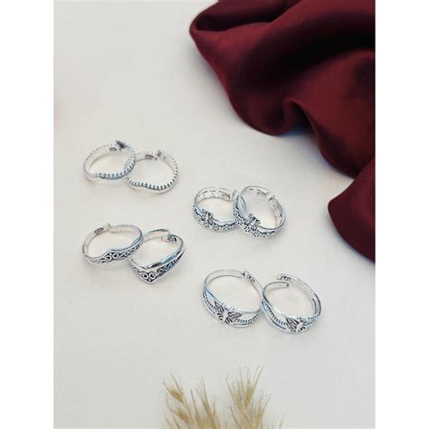 Buy Abdesigns Adorable Silver Plated Toering (Pack of 4) Online