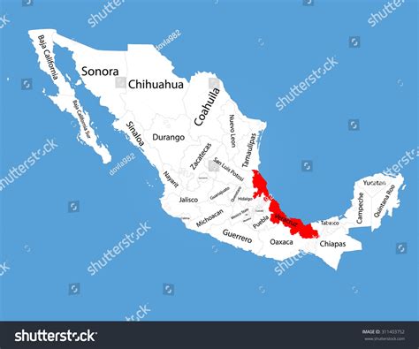 Veracruz Map Vector Silhouette Illustration Isolated Stock Vector ...