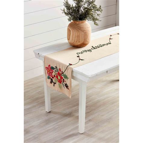 Embroidered Christmas Table Runner | Mud Pie