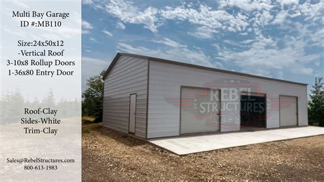 24x50x12 MultiBay Garage - Rebel Structures