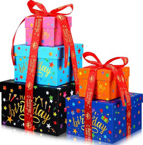 Amazon.com: Geyoga 5 Pcs Birthday Square Nesting Gift Boxes with Lids ...
