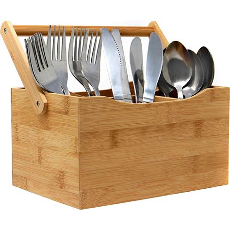 Wooden Cutlery Holder for Kitchen Dining Table Culery Stand Caddy ...