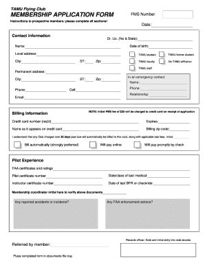 Fillable Online TAMU Flying Club Fax Email Print - pdfFiller