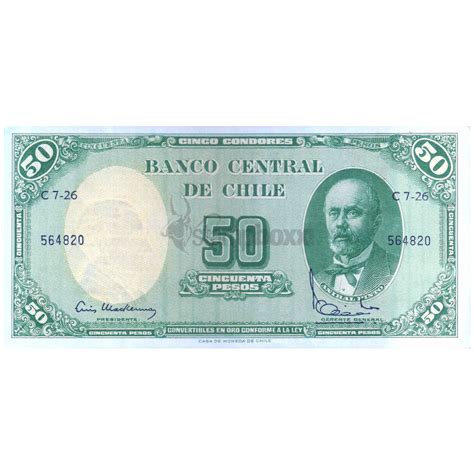 CHILE 50 PESOS 1961 P-126 UNC OLD ISSUE – Stampboxx