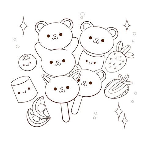 Hand drawn kawaii coloring book | Free Vector