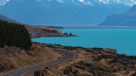 Download wallpaper 3840x2160 lake pukaki, new zealand, road, mountains ...