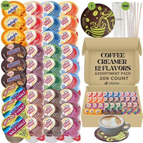 Individual Creamers No Refrigeration Singles (209ct) of 12 Assorted ...