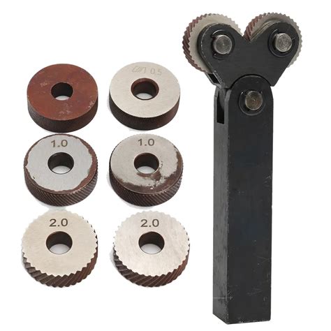 7pcs knurling knurler tool diagonal wheel linear knurl set 0.5-2mm ...