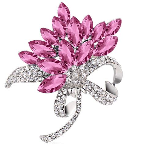 Mahi Rhodium Plated Designer Crystal Brooch for girls and women ...