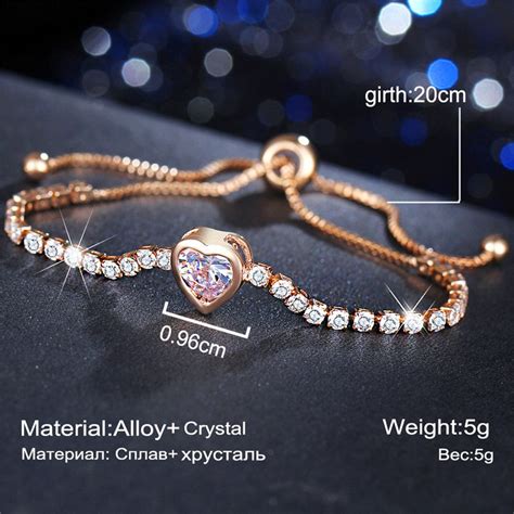 Elegant CZ Crystal Heart Charm Bracelet - 2 Colors – Neshe Fashion Jewelry