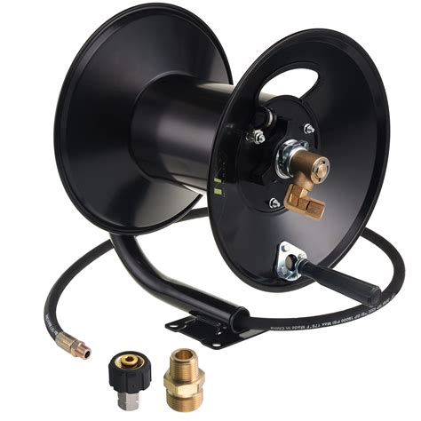 M MINGLE High Pressure Washer Hose Reel 150ft, Heavy Duty Steel Hose ...