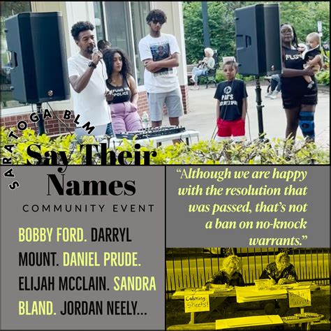 Say Their Names Saratoga BLM Community Outreach Event - The Sanctuary For Independent Media