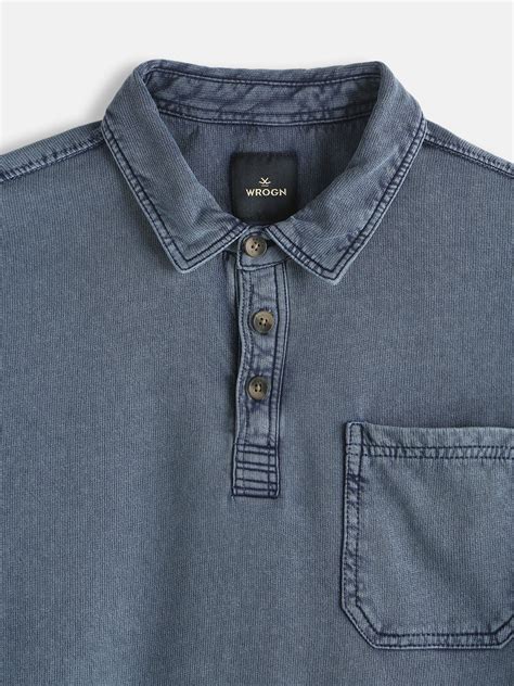 Washed Slim Fit Polo T-Shirt | Navy Blue – Wrogn