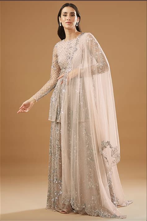 Pink Net Embroidered Sharara Set – Astha Narang