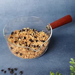 Buy BONHOMIE Solid Glass Bowl with Wooden Handle for Home | Toughened ...