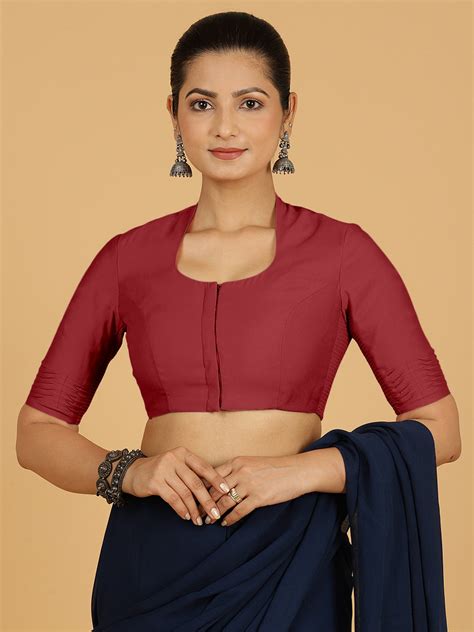 Buy Salma Elbow Sleeves Saree Blouse in Peacock Green – Binks