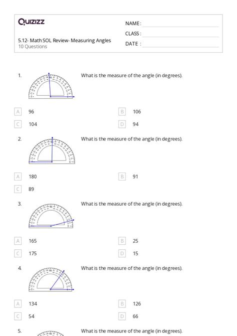 50+ Measuring Angles worksheets for 5th Class on Quizizz | Free & Printable
