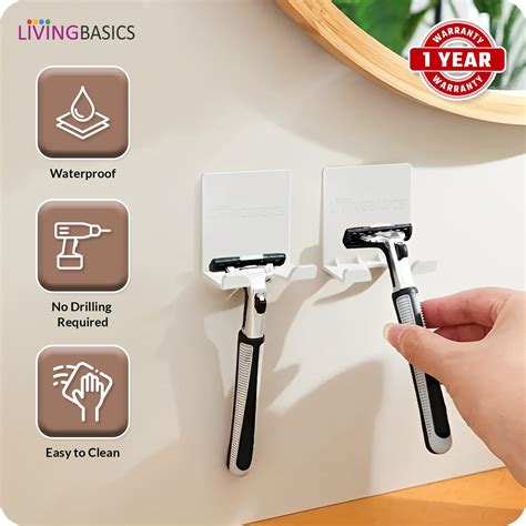LIVINGBASICS 4 Pcs Self Adhesive Hook/Wall Hanging Hook/Adhesive Wall