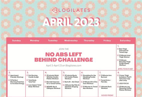 The Blogilates April 2023 Workout Calendar!! - Blogilates