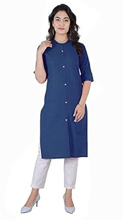 Buy DEV ART Women's Cotton Blend Designer Regular Stylish Wear Kurti ...