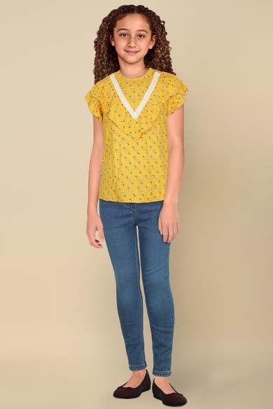 Buy Girls Yellow Print Casual Top Online - 747389 | Allen Solly