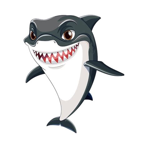 Shark cartoon character smiling teeth ocean sea creature fish mascot ...