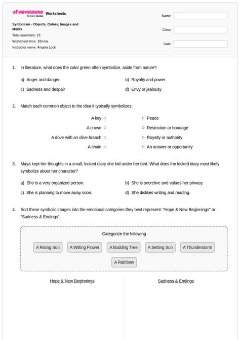 50+ Symbolism worksheets for Class 7 on Wayground | Free & Printable